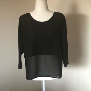 Sheer Black Three Quarter Length Blouse